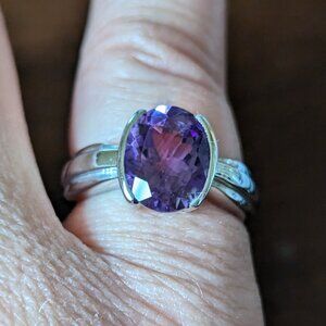 RING Amethyst sterling silver size 7.5